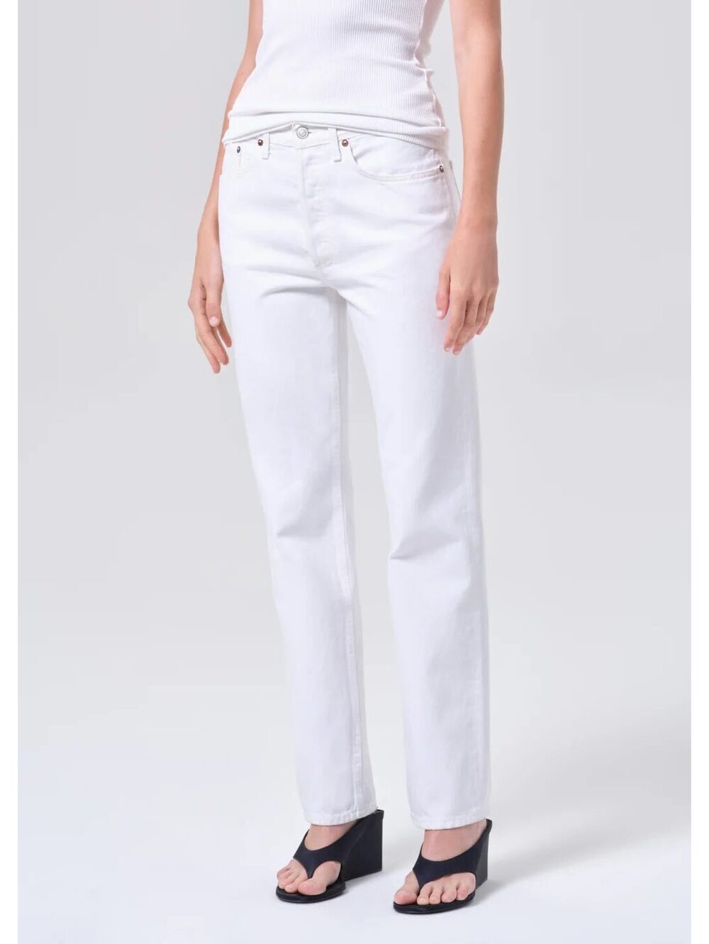 AGOLDE Lana Straight Leg Jeans 27 Drum Off White Organic Cotton High Rise